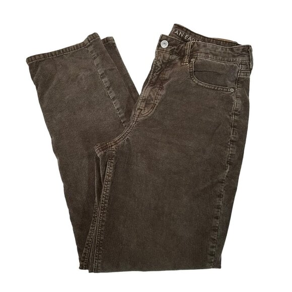 American Eagle Outfitters Denim - American Eagle Womens 8 Mom Straight Jean Long Corduroy Moss Green Trending